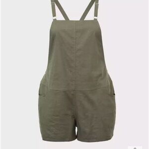 Torrid Olive Linen Shortalls